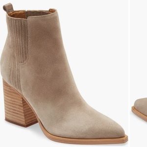 Marc Fisher LTD Oshay Ppinted Toe Bootie in Cloud Suede